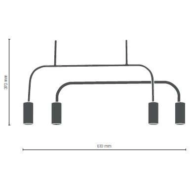 Okrągła lampa sufitowa VAI 0287 metalowa tuby loftowe hygge czarne złote