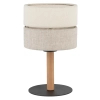 Stołowa nocna lampka Eco 5596 lniany abażur sosna beżowy czarny
