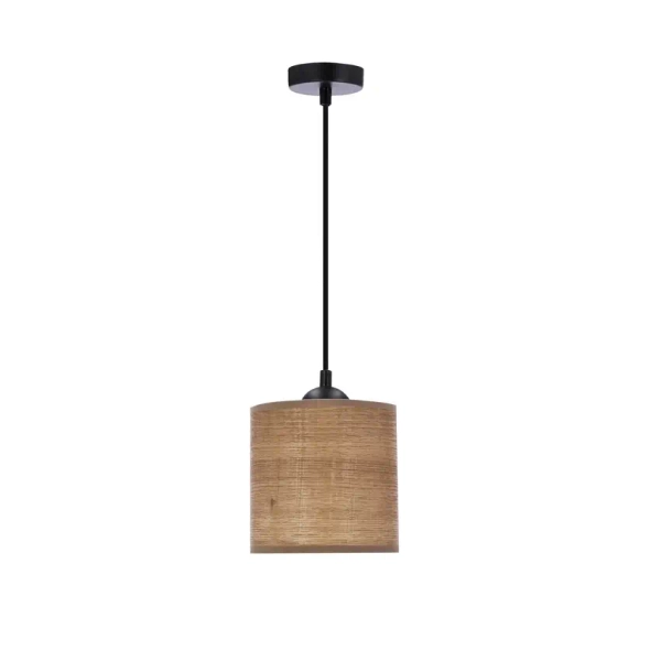 Wisząca lampa nad stół LEGNO 31-18311 z tkaniny brązowa czarna