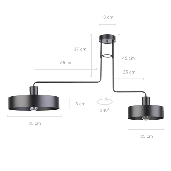 Natynkowa LAMPA sufitowa VASCO 31551 Sigma metalowa OPRAWA loftowy plafon na wysięgniach czarny