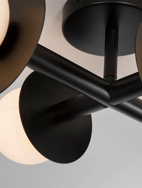 Sufitowa lampa 4-punktowa URUAPAN LE42887 Luces Exclusivas szklane kule białe czarna