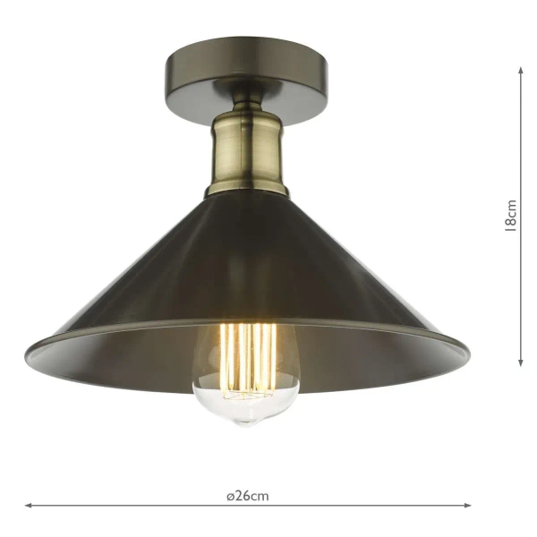 Lampa sufitowa retro Jalen JAL0161 stożek grafitowy mosiądz