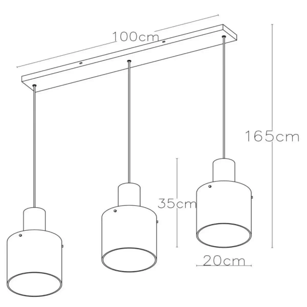 Lampa zwis nad wyspę TOLEDO 74405/03/62 Lucide miedziana bursztynowa