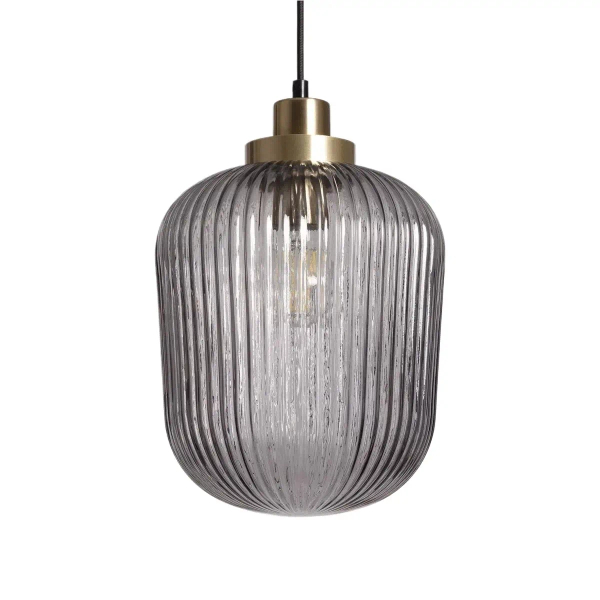 Szklana lampa wisząca Niko ABR-LWS-C-NIK owalna do salonu przydymiona