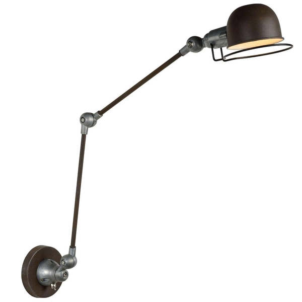 Regulowana LAMPA ścienna HONORE 45252/11/97 Lucide industrialna OPRAWA metalowy kinkiet rdzawy brąz szary