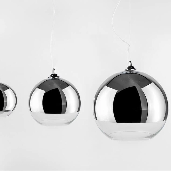 Sypialniana lampa wisząca Silver Ball szklana kula chrom