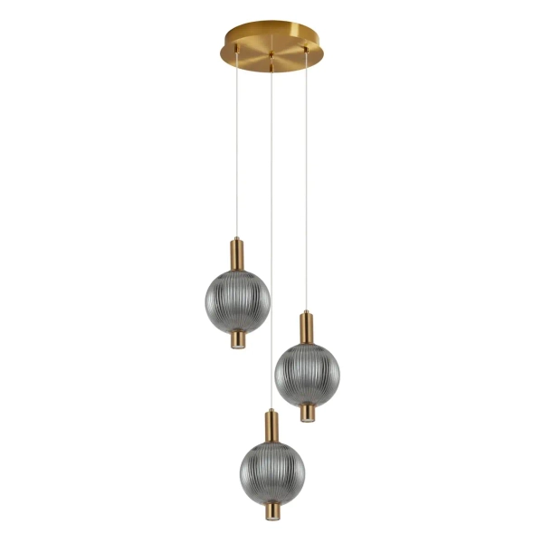 Zwisająca potrójna lampa Lenti PND-83631-3-BRO-SG LED 18W 3000K przydymiona