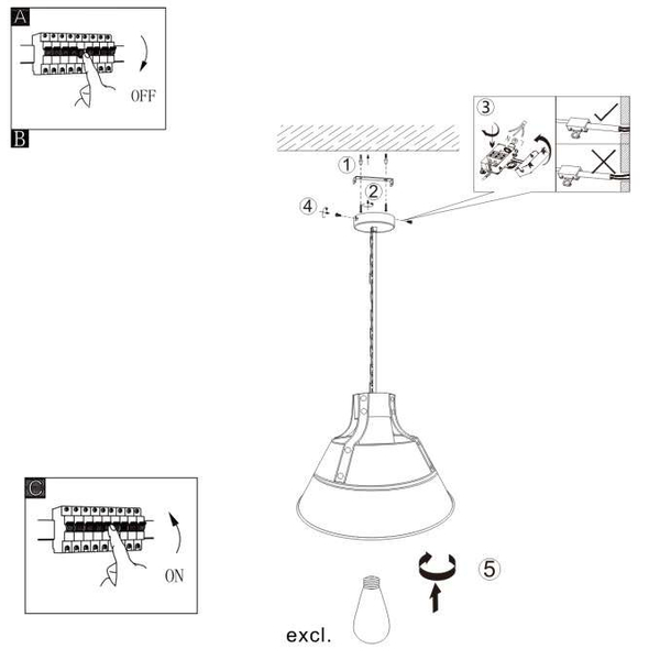 Industrialna LAMPA wisząca GÜNTHER 15366S Globo retro OPRAWA metalowy ZWIS loftowy czarny