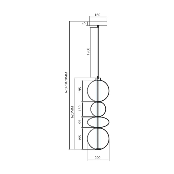 Wisząca lampa nad stół DAPHNE ML0347 LED 36W 3000K przydymiona czarna