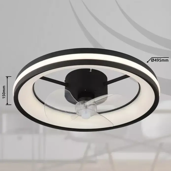 Okrągły lampowentylator GATIAN 3651 Globo LED 30W 2700-6500K czarny biały