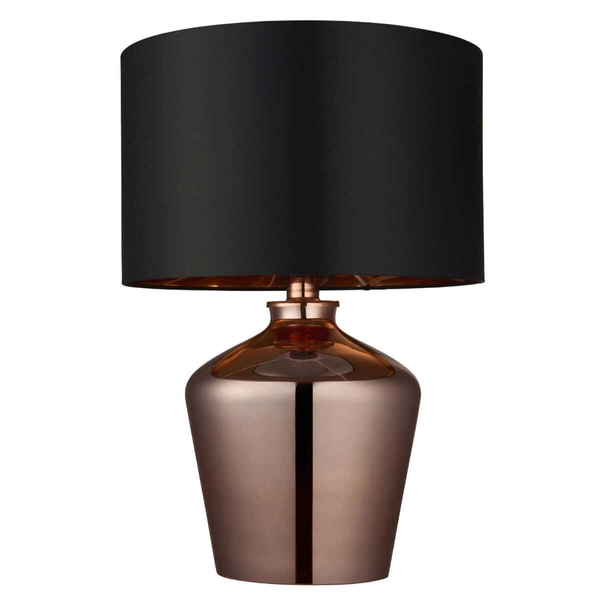 Abażurowa lampka nocna Waldorf 61149 Endon do sypialni czarna miedziana