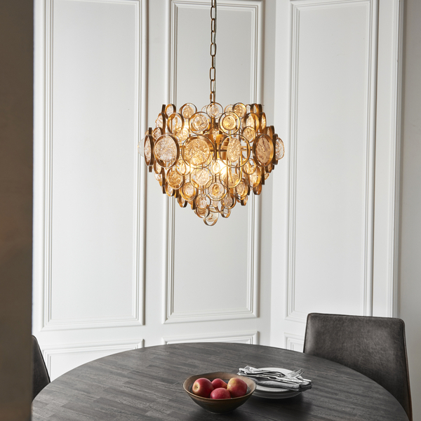 Lampa wisząca L&-191989 Light& monety szklane bursztynowe złota