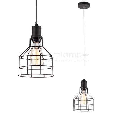 Industrialna LAMPA wisząca SYNTHIA MDM2266-1 Italux druciana OPRAWA metalowy ZWIS klatka czarna