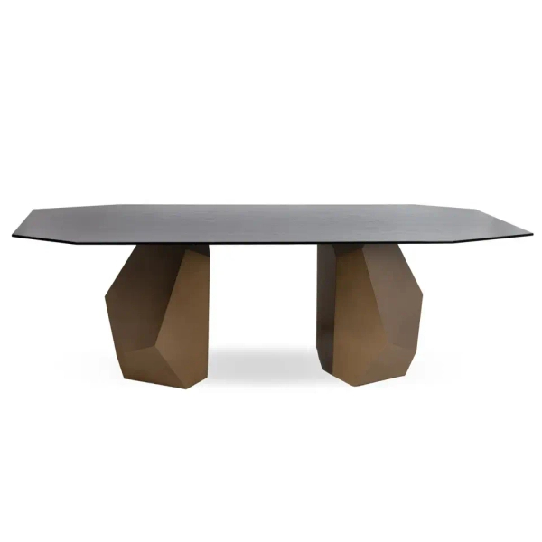 Szklana konsola CELESTE MM001501100383 czarna złota metal 120cm