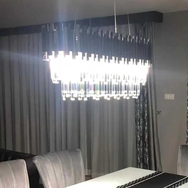 Salonowa lampa wisząca CGPIPORGANCRYSTLONG nad łóżko chrom