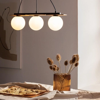 3-płomienna lampa wisząca MIRROR nad stół biała brązowa