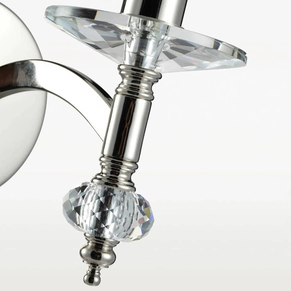 Klasyczna LAMPA ścienna VERONA W01360WH NI Cosmolight abażurowy kinkiet do sypialni z kryształkiem biały