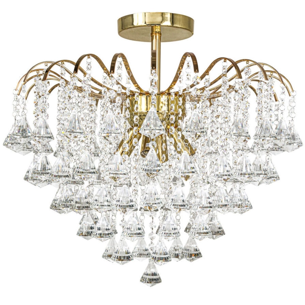 Glamour LAMPA sufitowa Belweder 5193/4 TR Elem kryształowa OPRAWA crystal złota przezroczysta