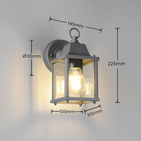 Elewacyjna lampa ścienna MIRANDE 262260142 metalowa szklana IP23 antracyt