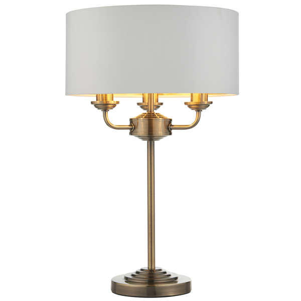 Stołowa lampa vintage Highclere 98932 Endon do sypialni biała mosiądz