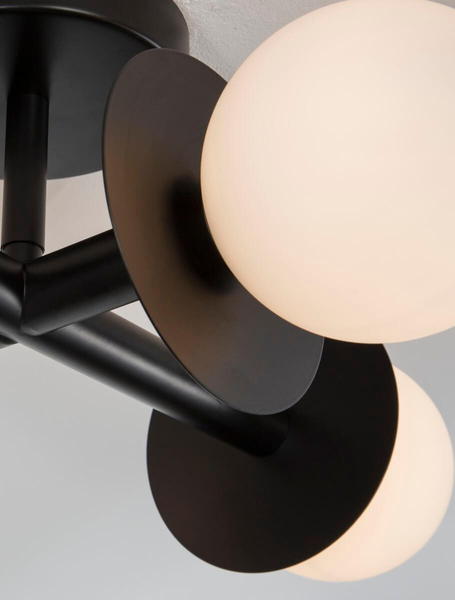 Sufitowa lampa 4-punktowa URUAPAN LE42887 Luces Exclusivas szklane kule białe czarna