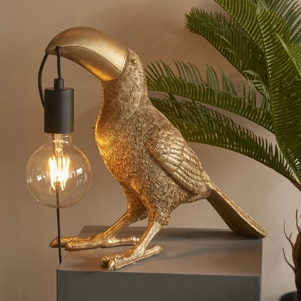 Designerska lampka nocna L&-195077 Light& ptak złota czarna