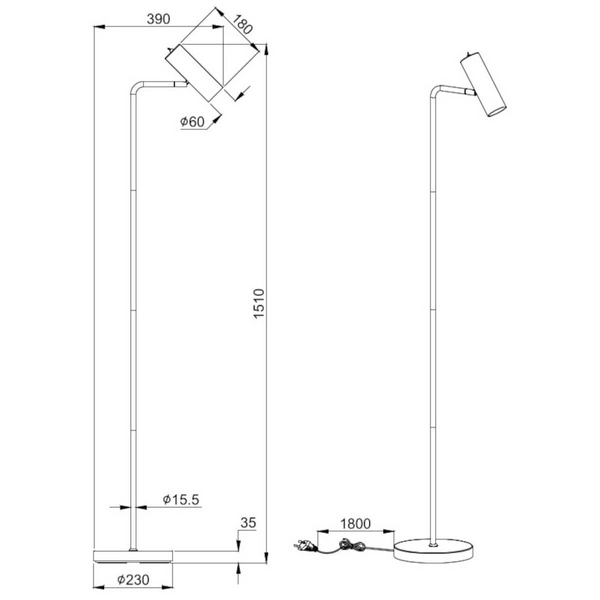 Lampa podłogowa sypialniana MARLEY 412400108 Trio sopel czarna złota