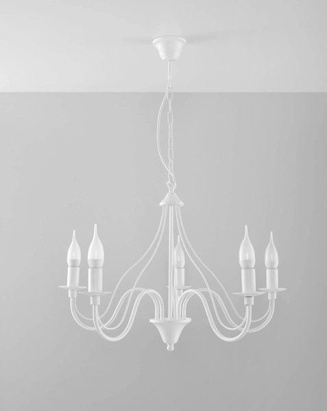 Żyrandol LAMPA wisząca SL.0214 klasyczna OPRAWA świecznikowa ZWIS na łańcuchu maria teresa biała
