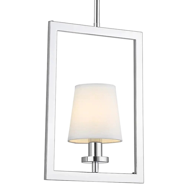 Abażurowa LAMPA wisząca LONDON P01007WH Cosmolight prostokątny ZWIS metalowy chrom