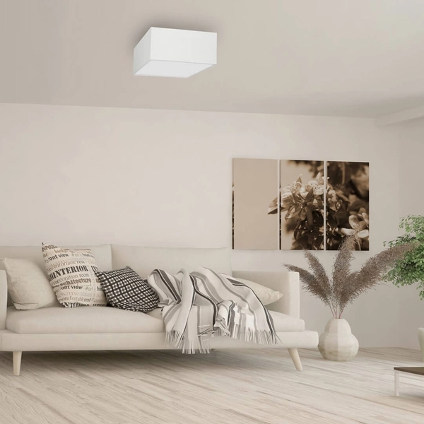 Abażurowa lampa wisząca Albion kwadratowa nad stół biała