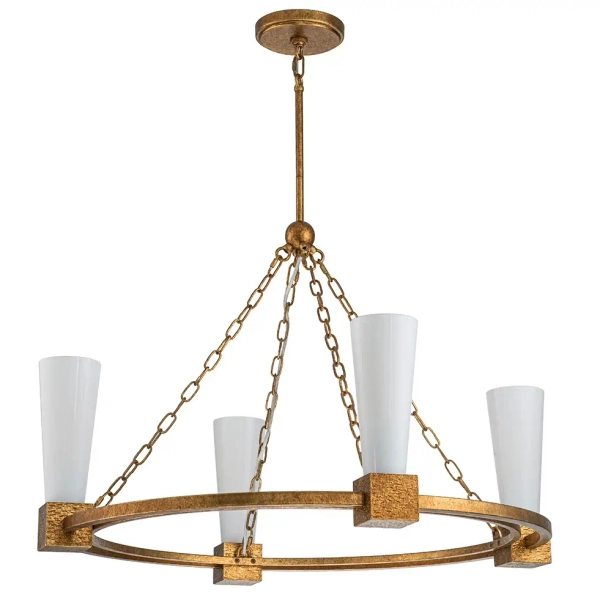 Łańcuchowa lampa wisząca Kristy KRISTY4-DG-OPAL tubki biała złota