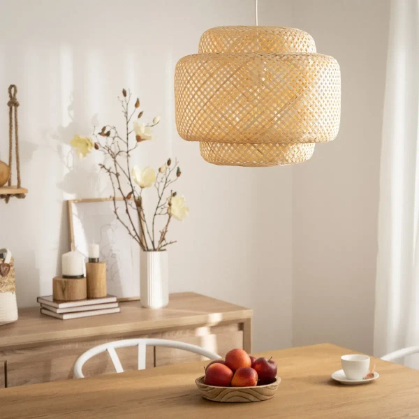 Salonowa lampa zwis Boho ABR-LW17-BH-E27 Abruzzo bambus beżowa