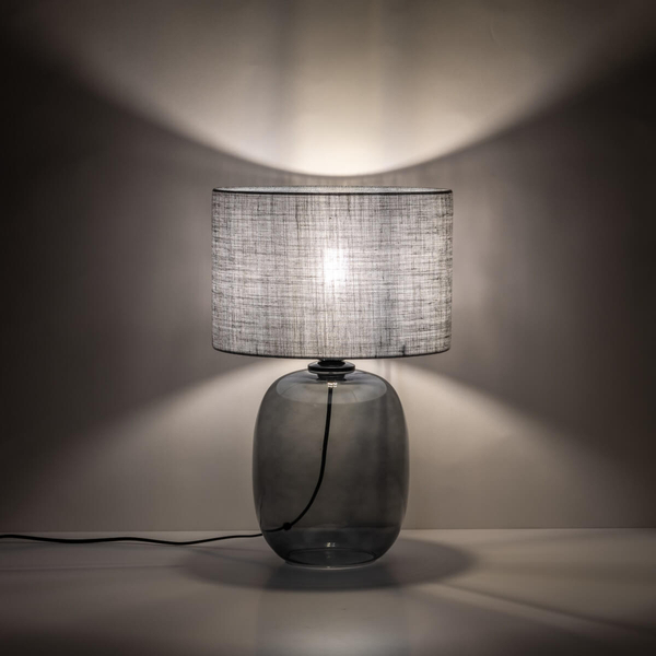 Stolikowa lampka Melody 5987 z abażurem boho grafitowa szara
