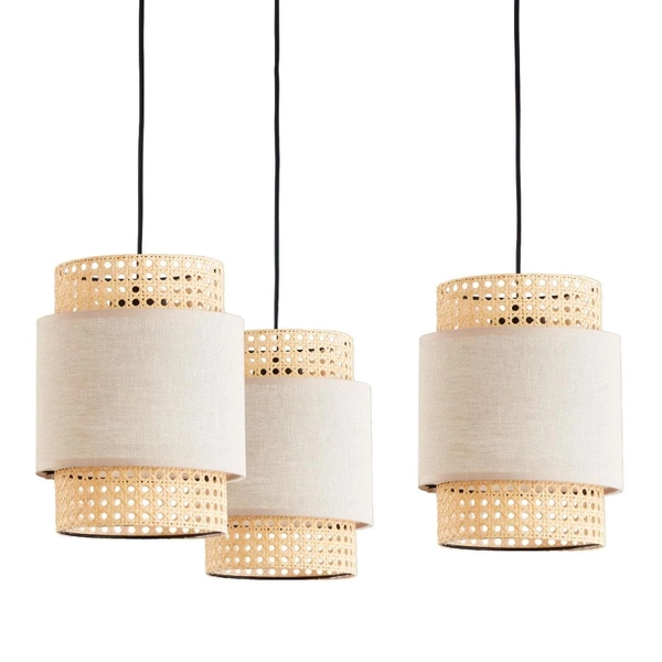 Potrójna lampa wisząca rustykalna Boho 6303 TK Lighting lniana beżowa