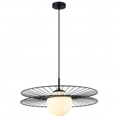 LAMPA wisząca SANDY MDM-4002/1 BK Italux druciana OPRAWA okrągły ZWIS kapelusz czarny