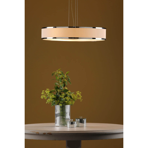 Okrągła lampa wisząca Alvaro ALV1733 materiałowa chrom kość słoniowa