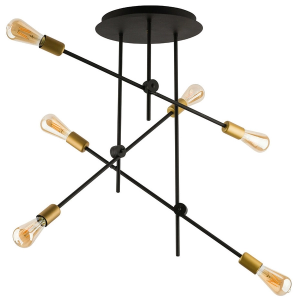 LAMPA sufitowa AXIS 9297 Nowodvorski metalowa OPRAWA industrialna żarówki bulbs sticks loft czarna złota