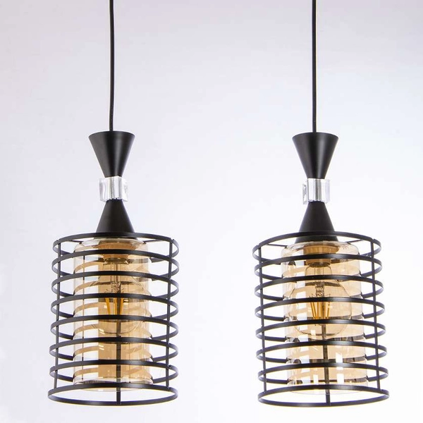 Industrialna lampa wisząca VEN W-3991/2 BK druciana czarny miodowy