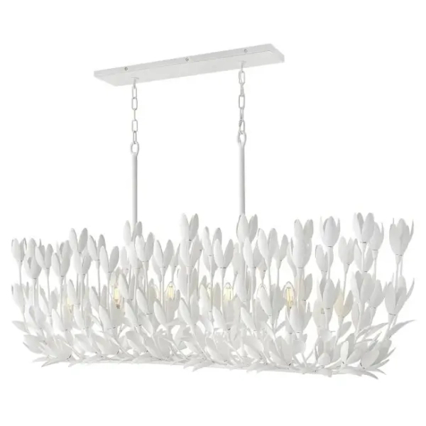 Żyrandol do salonu Flora QN-FLORA10-WHT kwiaty na łańcuchu biały