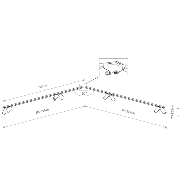 Przysufitowa listwa salonowa Mono 7697 regulowane reflektorki białe