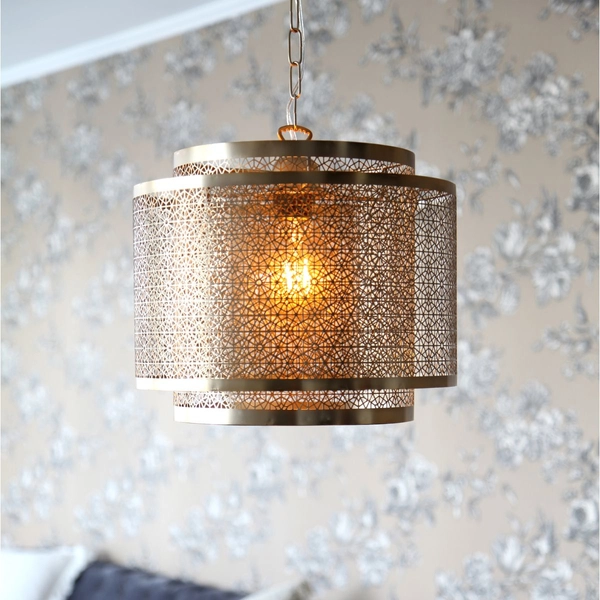 Orientalna lampa wisząca Hermine 4200400-6519 By Rydens ażurowa mosiądz
