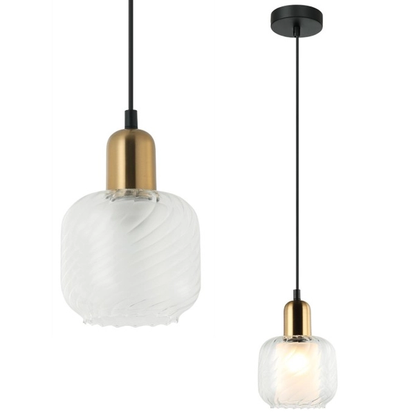 Loftowa LAMPA wisząca LAMEZIA PND-67594-1-BRO+CL Italux szklany zwis do sypialni mosiądz
