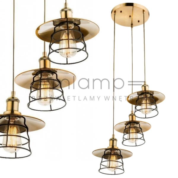 Industrialna LAMPA wisząca VIEJO 15086-3H Globo druciana OPRAWA zwis kaskada drut loft brąz antyczny