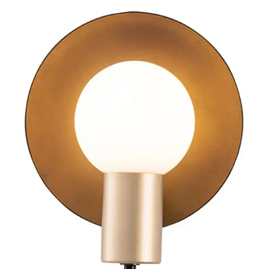 Okrągła ścienna lampa 22189 szklana metalowa brązowy złoty