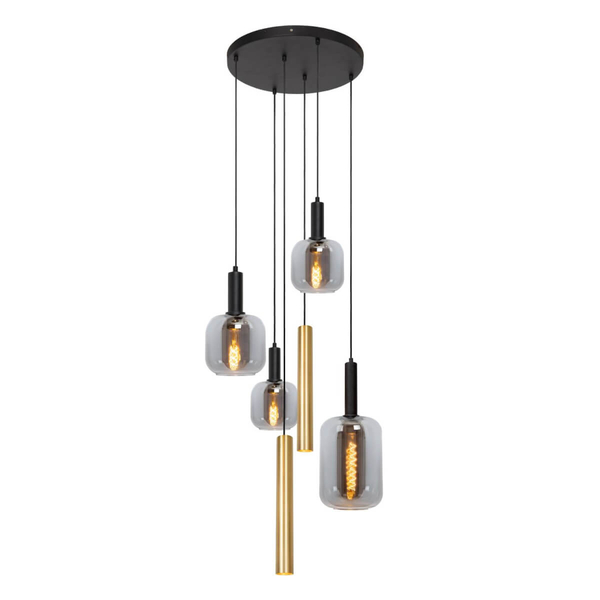 Loftowa lampa wisząca JOANET 45494/16/96 molekułowa szklana czarna złota