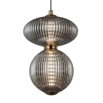 Szklany żyrandol do jadalni Nico PND-8545-2B-AB-SG czarny mosiądz