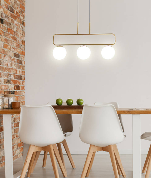 Wisząca lampa do jadalni Jove pierścień kule białe balls