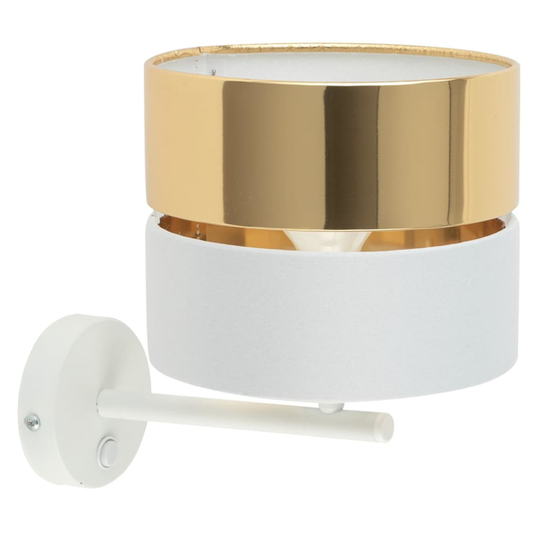 Okrągła kinkiet glamour Hilton 4770 TK Lighting tuba tkaninowy biały złoty