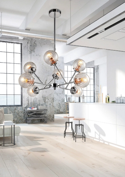 Lampa wisząca BEST 38-67289 szklana molekuły kule balls przezroczyste