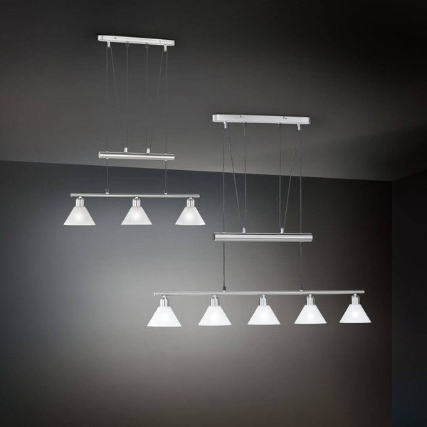 Wisząca lampa nad wyspę STAMINA 3751051-07 metalowa szklana biała chrom